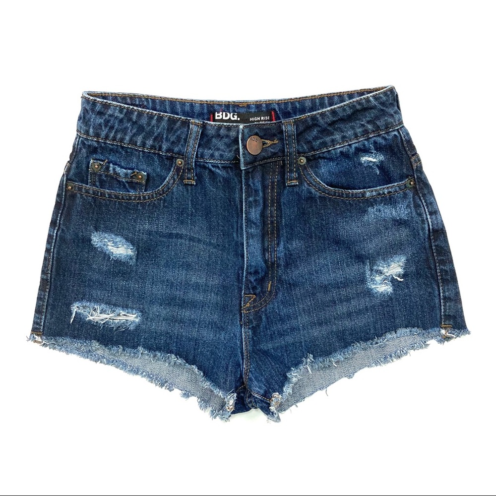 BDG High Rise Cheeky Shorts Women’s Sz 25 Distressed Denim Cutoff Boho Festival